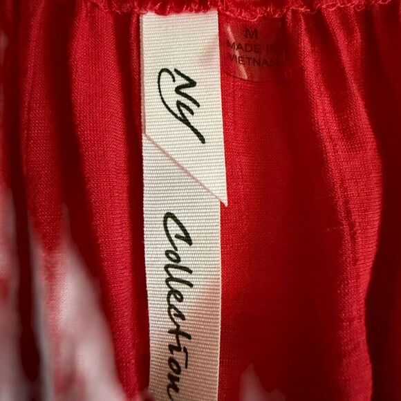 NY Collection Red Tiered Short Flutter Sleeve Midi Dress - Picture 11 of 14